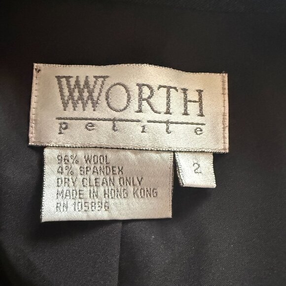 Worth Petite black collared long sleeve button down wool blazer women's size 2P - Picture 8 of 8